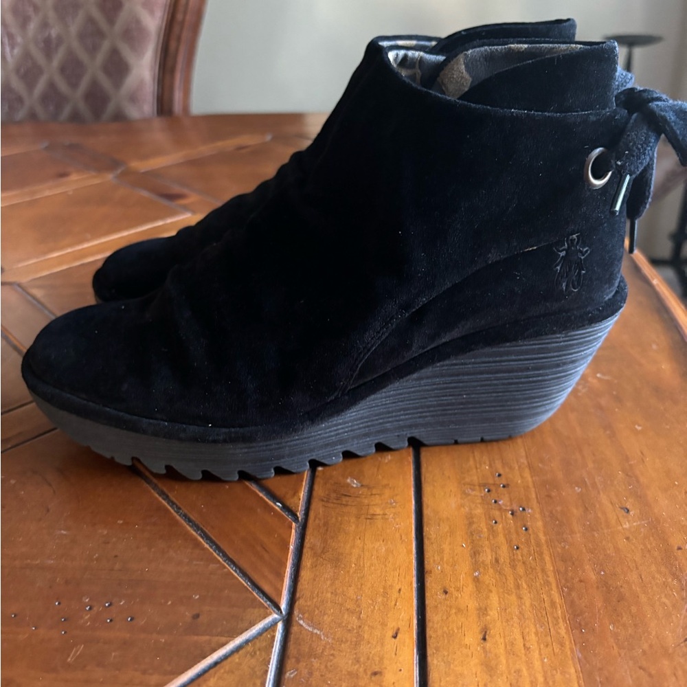 Fly London wedge heel bootie